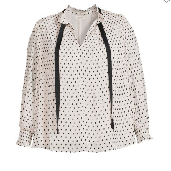 MAX STUDIO Pleated Swiss Dot Necktie Blouse/ size M - Picture 4 of 8